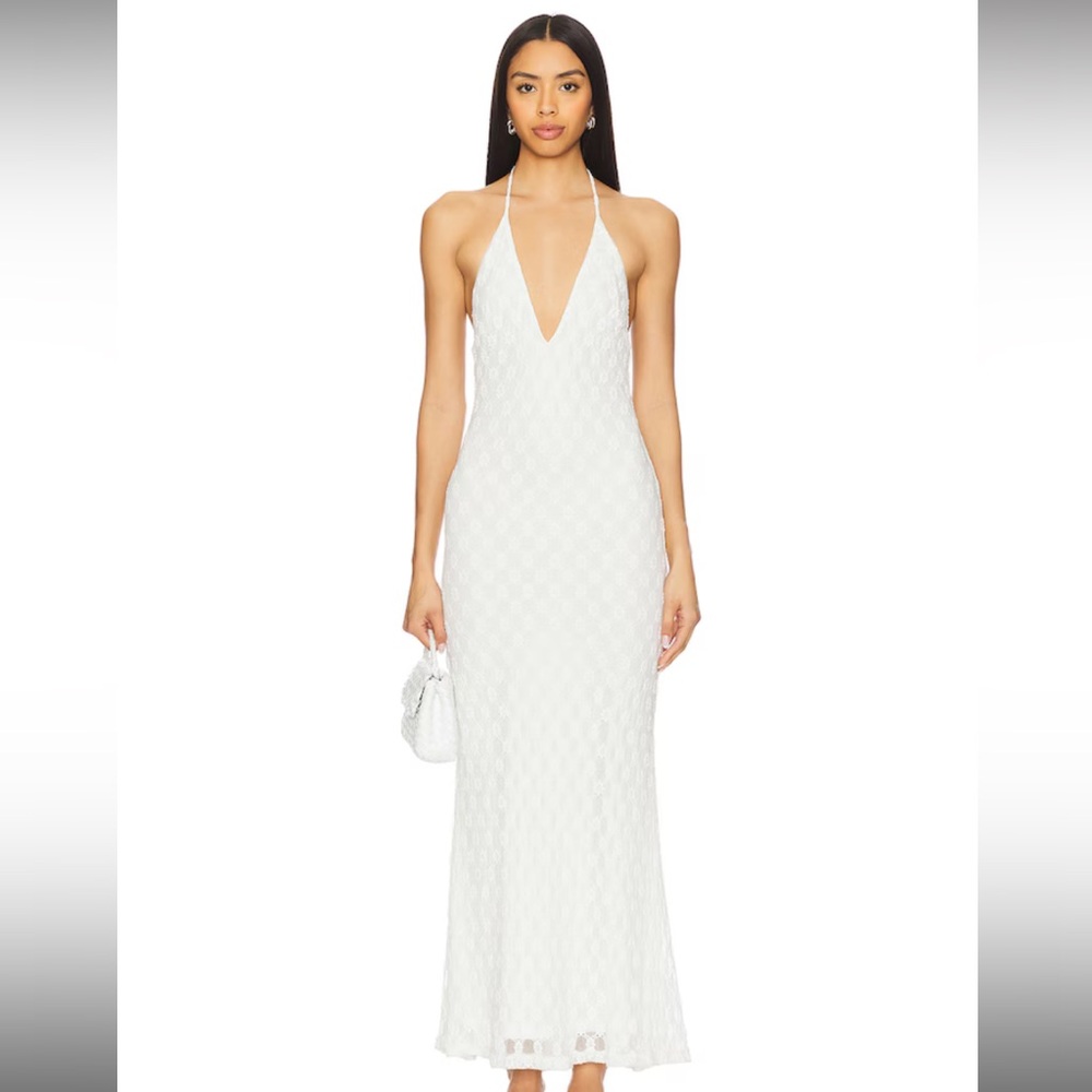 Bardot x Revolve Adoni Halter Mesh Midi Dress